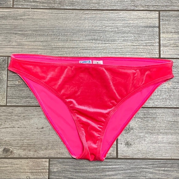 NEW California Waves Pink Crushed Velvet Bikini Bottoms XL X-Large Velour Swim - Picture 2 of 6